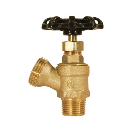 Everflow MIP Inletx3/4" MHT Outlet Boiler Drain Valve with Stuffing Box, Brass 1/2" 4612-NL